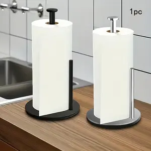 Kitchen Roll Holder Silvery Paper Towel Holder, Premium Stainless Steel Paper Towel Holder for Kitchen Roll Organize, Countertop Roll Dispenser with Weighted Base