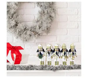 Santa's Workshop Black, White & Gold  Nutcracker, Set of 5