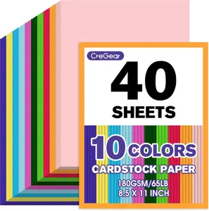 CREGEAR  Colored Cardstock Printer Paper 8.5 x 11, 10 Assorted Colors Card Stock, 180gsm/65lb Multicolor A4 Colorful Construction Paper for Crafting, Christmas DIY Card Making, Scrapbooking