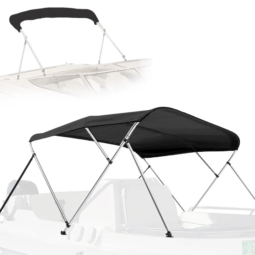 4 Bow Bimini Top | 67-72''W Marine-Grade 600D Polyester Canopy - Waterproof & UV-Resistant Sun Protection Cover with Aluminum Frame, Rear Support Poles & Storage Boot - Boating Accessories, Unisex, 67-72' Width, Functional, Bow Shape, Adjustable Windproof
