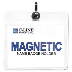 C-Line  Magnetic Name Badge Holder Kit- Horizontal- 4w x 3h- Clear- 20/Box