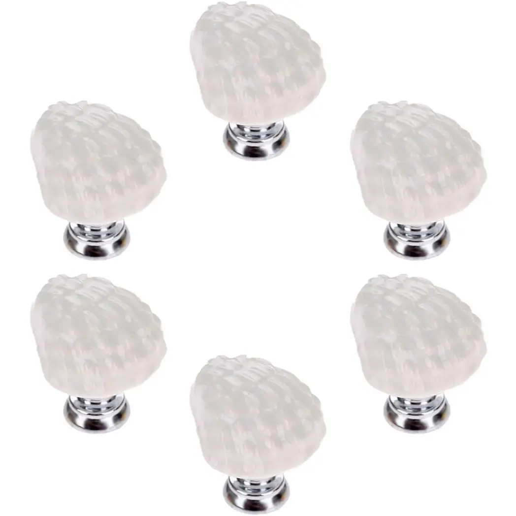 Ceramic Nautical Seashell Drawer Pulls Handles for Kitchen Cabinets Dresser Cupboard Wardrobe, Beach/ Theme Cabinet Knobs, 6 Pack (White)