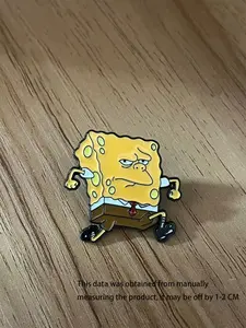 Classic Cartoon Movie Enamel Brooch, Fashion Zinc Alloy Spongebob Design Badge, Perfect for Backpack Hats Sweaters, Unisex Clothing Accessory