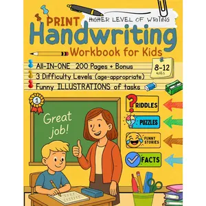 Print Handwriting Workbook For  Ages 8-12: Higher Level of Writing, From Letters to Sentences with Tracing, Copywork & Creative Drills | Funny ... Engaging Activities (Hand Writing Practice) - Paperback
