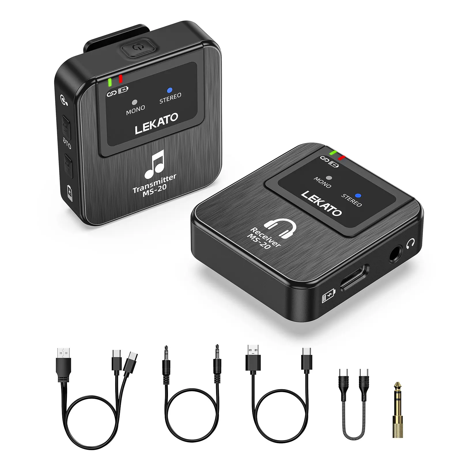 LEKATO 2.4G Wireless in-Ear Monitor IEM System Transmitter Receiver Auto-Pairing LEKATO 2.4G Wireless in-Ear Monitor IEM System Transmitter Receiver Auto-Pairing