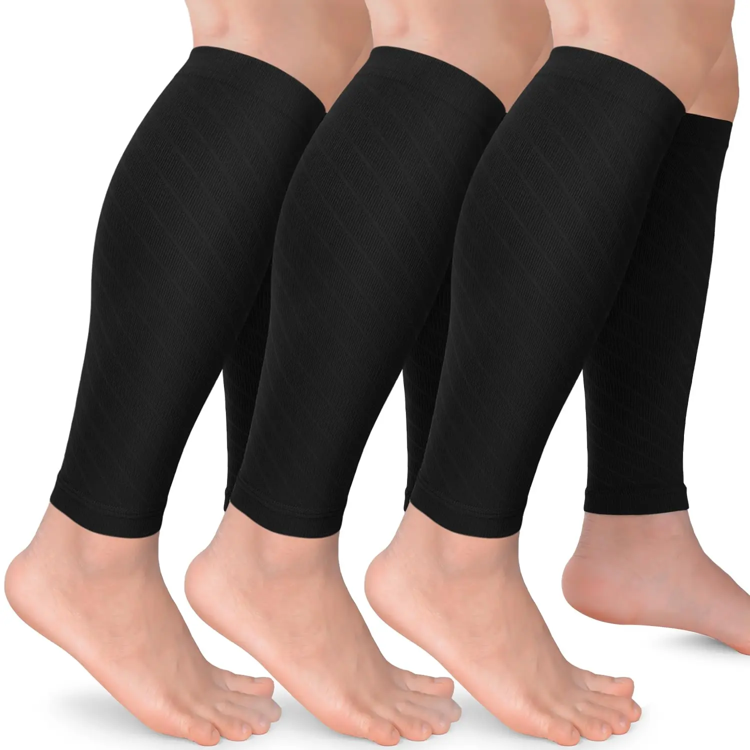 Tinylemon 3 Pairs 15-20mmHg Calf Compression Sleeves for Women Men Leg Support Running Shin Splints Relief Knee Saver Wellknee Plaster Black Healthcare Tool Patellaband
