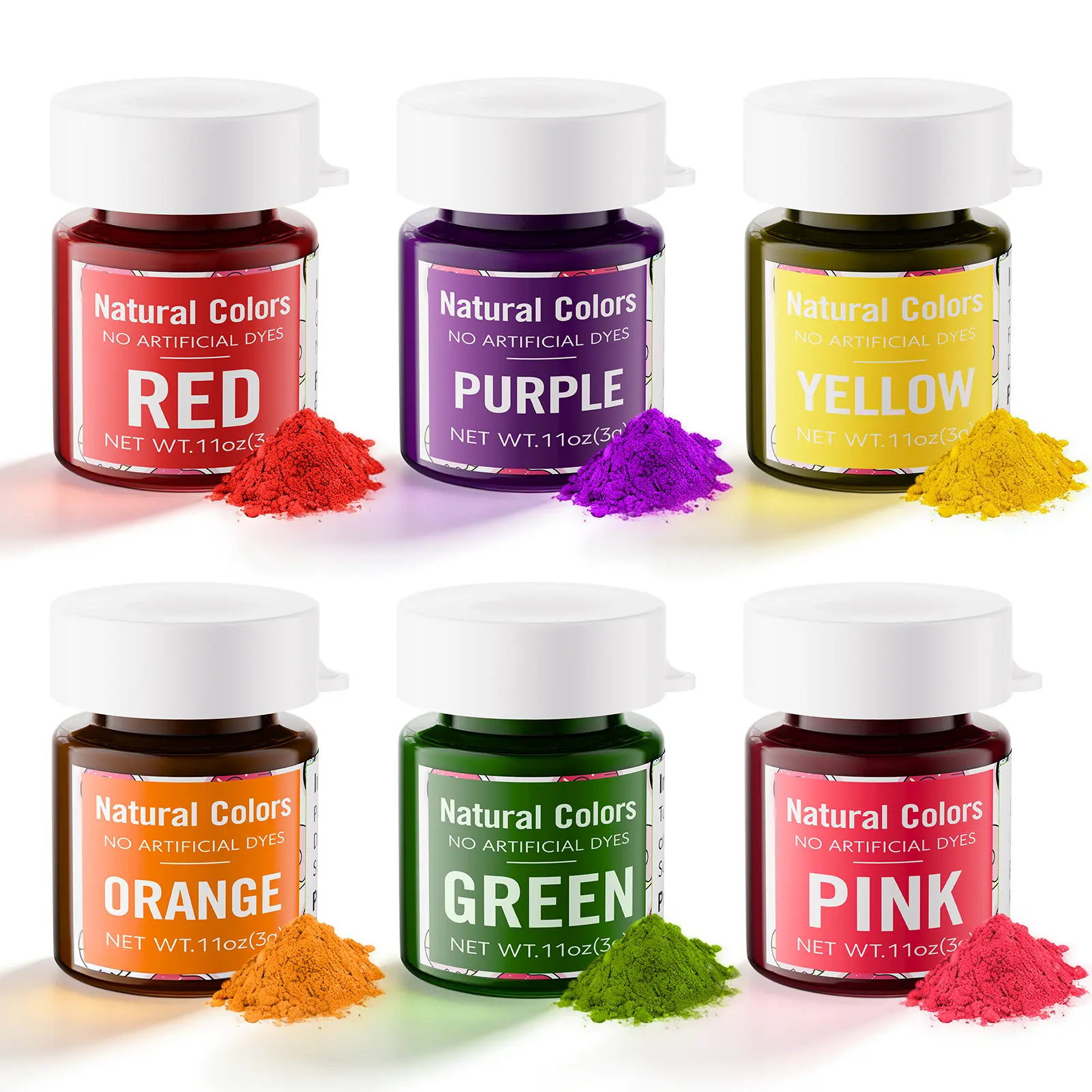 Natural Food Coloring Powder 6×3g/Bottle – 100%Plant-Based Professional Water Soluble for Mother's day Cake , Drinks, Macarons & Baking – Vibrant Matte Finish, Vegan & Food Grade Nata
