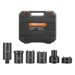 VEVOR Spindle Nut Socket Tool Kit, 1/2 inch Drive 6 Piece Axle Hub Nut Socket Set, for Toyota, Ford, 4WD Vehicles and GM Vehicles, with Storage Case, Axle Spindle Nut Retainers Remover