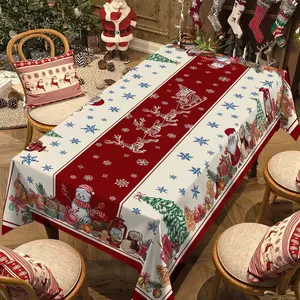 Christmas Rectangular Tablecloth, Snowman Gingerbread Man Table Decor, New Year Party and Dinner Decoration, Best Christmas Gift