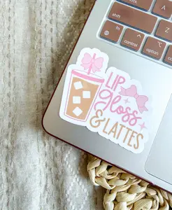 Lip Gloss And Lattes Sticker - Aesthetic Sticker - iPad Sticker - Kindle Sticker - Water Bottle Sticker - Laptop Sticker - Girly Sticker