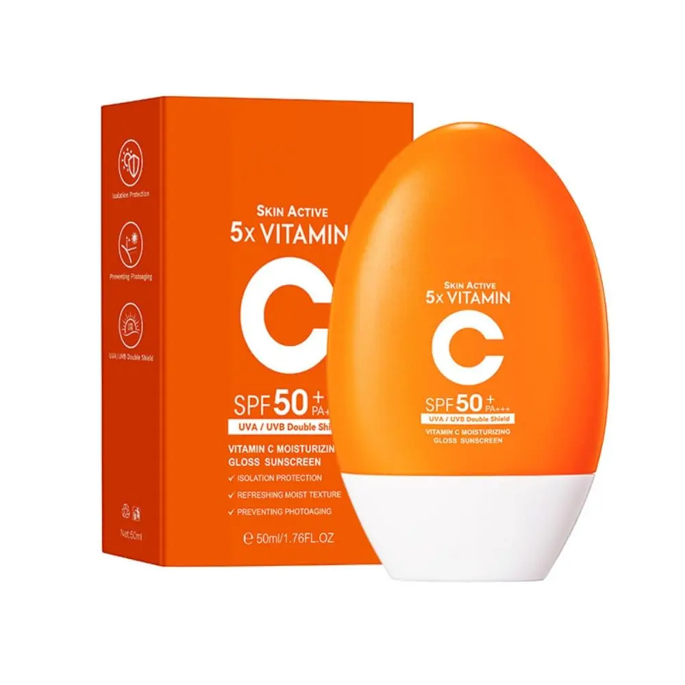 SPF50+ Vitamin C Sunscreen, Refreshing Moisturizing Sun Block, Prevent Photoaging for Face Skin 50ml Body Sunscreen Spray Sensitive Sheer