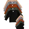 Boys' Casual Waffle Knit Long Sleeve Top & Pants Set, Soft Comfortable Plain Color, 10-Piece, Perfect for Daily Wear