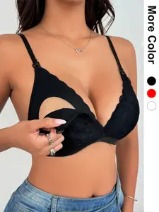Women's Nursing Bra, Pregnancy Maternity Bra, Half Transparent Lace, Detachable Front Panel, Comfortable Soft Breathable, Fashion Practical Underwear