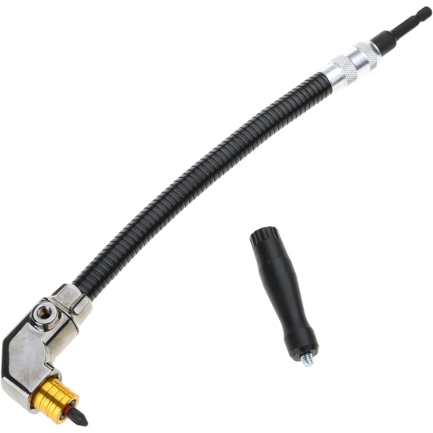 GJAHSH 90-Degree Right Angle Drill Attachment, Swivel Corner Drill Adapter Tool for Confined Spaces, Heavy-Duty Electric Drill Extension for Furniture, Closets, and Woodworking
