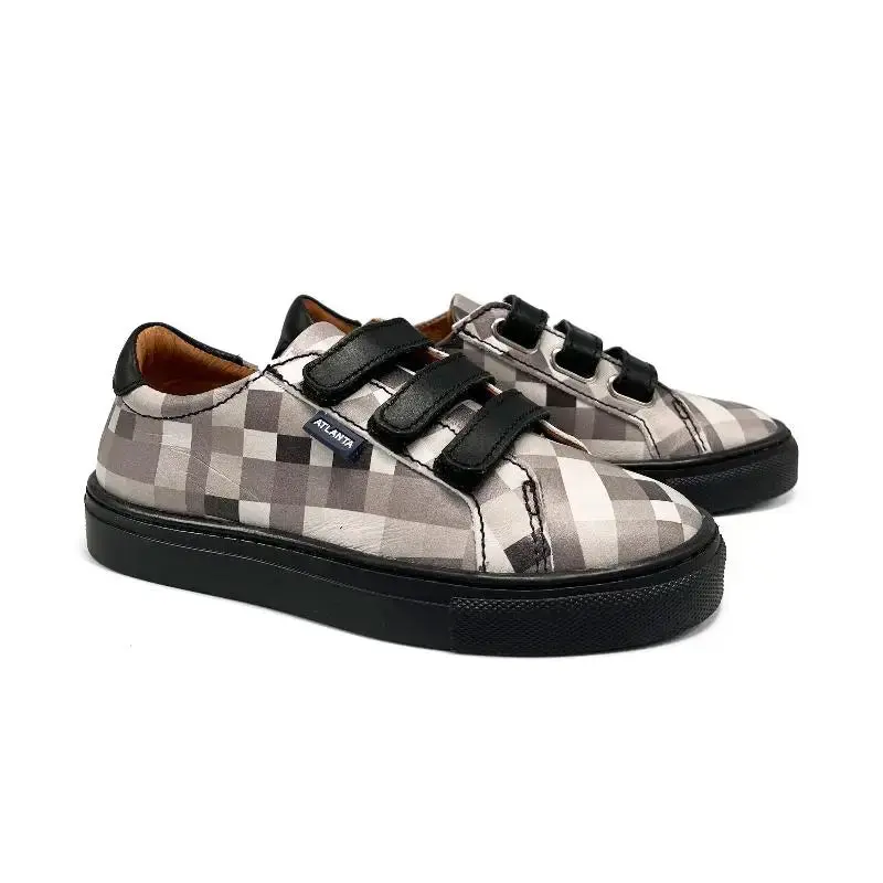 Atlanta Mocassin Grey Abstract Velcro Sneaker