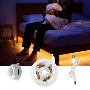 LED motion sensor light strip. Available in two styles: warm light and white light. Flexible light strip powered by USB interface. Suitable for lighting and decoration of stairs, corridors, under beds, and cabinets.