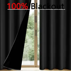 Renter-Friendly Blackout Curtains Set of 2 Panels, 100% Light Blocking Drapes, Thermal Insulation & Noise Reduction, Ideal for Bedroom & Living Room Decor, Thermal Insulated Curtain