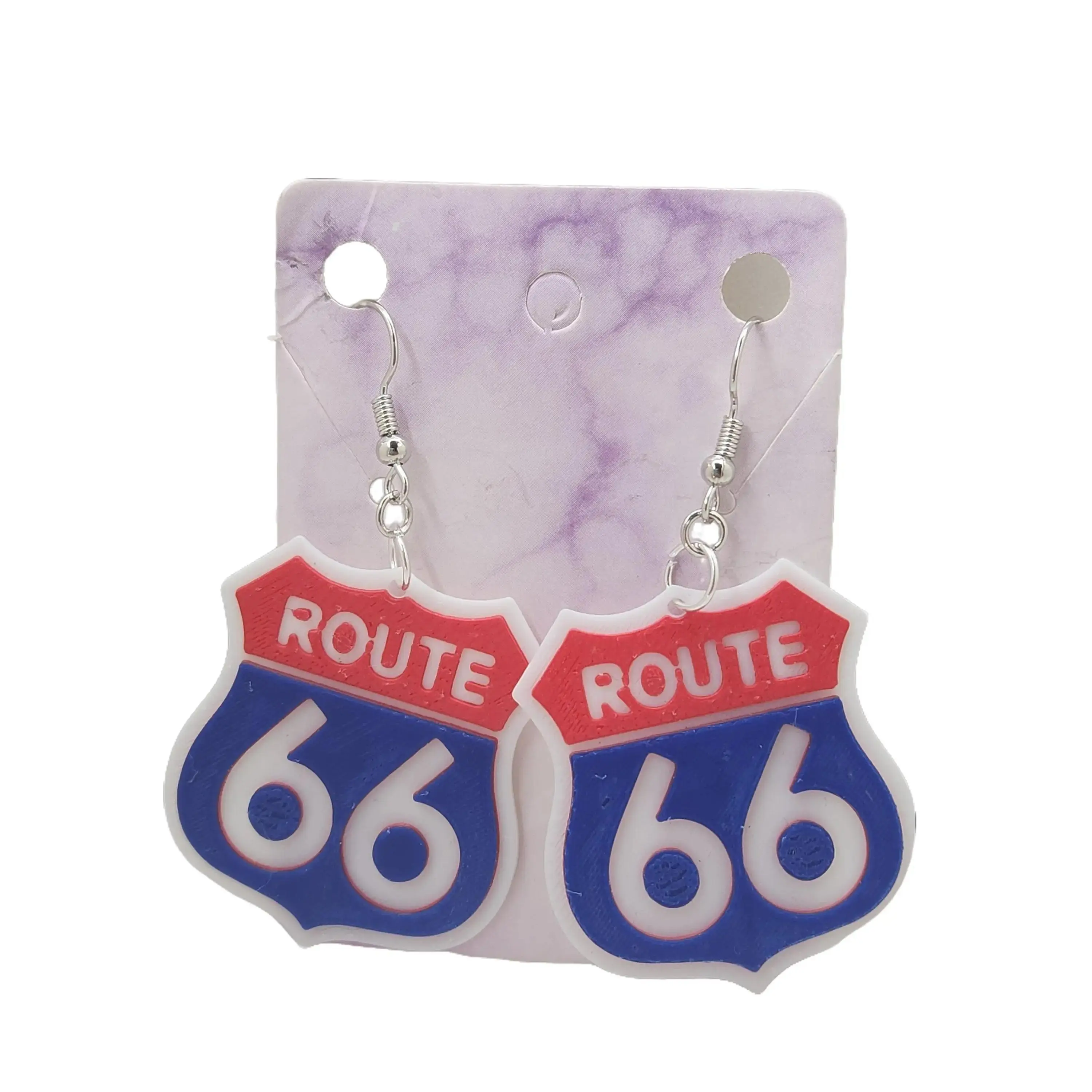 Route 66 Earrings 3D Printed - Elegant Design with Unique Shape and Style
