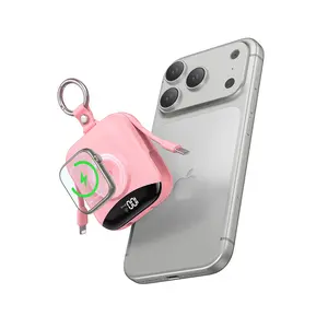 10000mAh 22.5W Fast Charging Portable Charger with Built-in Cables, LED Display & Keychain, Portable iWatch Charger for Apple Watch Ultra 2/10-1/SE, iPhone 16/15/14/13/12 & Android Phones Tablets, Travel Essential Battery Pack