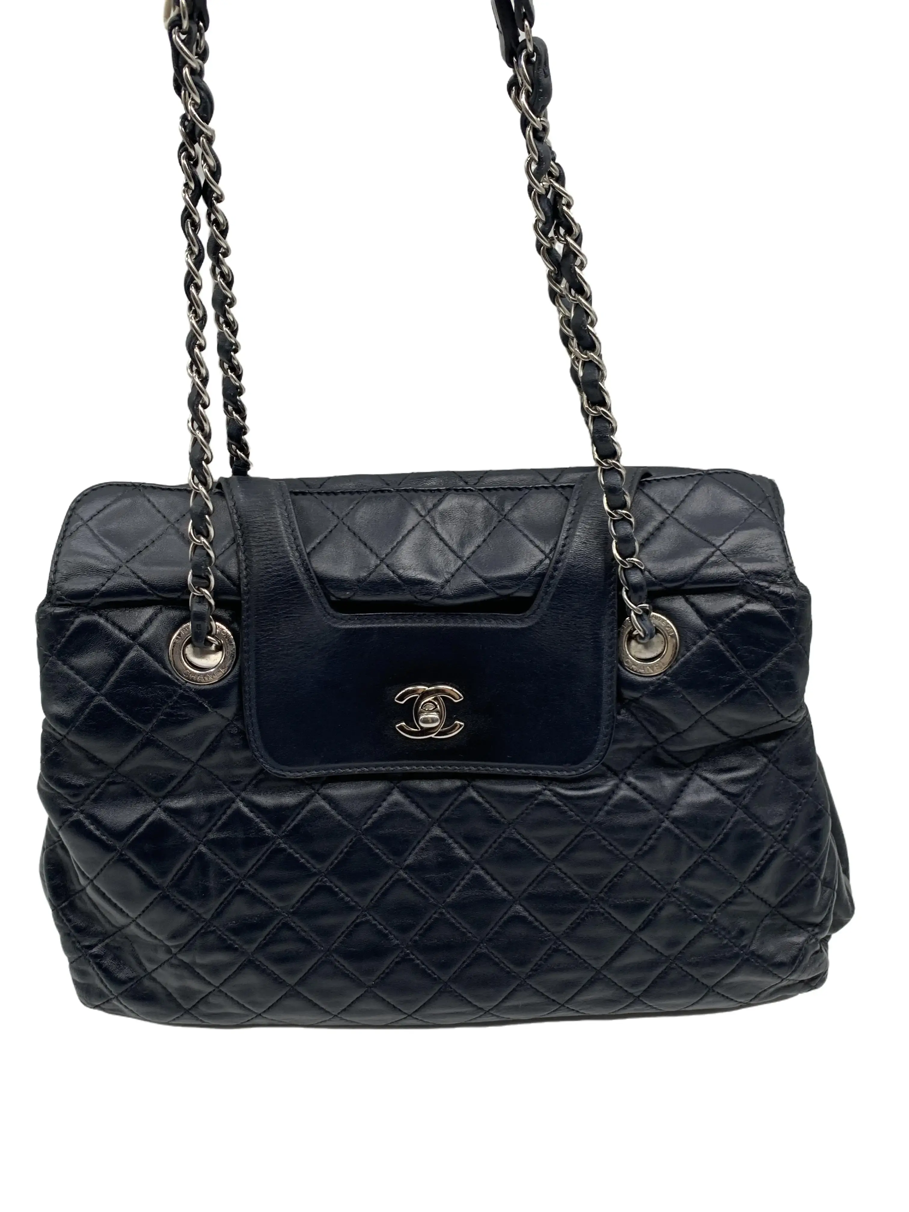 Pre-owned CHANEL Dark Blue Quilted Leather CC Chain Shoulder Bag/EE07702730/2730