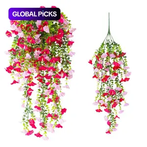 8-Pack Realistic Hanging Flowers Artificial Plants, Outdoor Use, Outdoor Faux Plants, Trumpet Vine with Eucalyptus Leaves, UV Resistant, Faux Flower Decoration, Home Garden Decor #GLOBAL PICKS