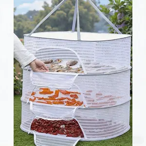1pc,White/Black/Green,Drying net Storage for drying dried fish, chili peppers, radishes, sweet potatoes, sweet potatoes, noodles, and dried goods. The anti fly cage is a foldable design balcony drying net for drying things