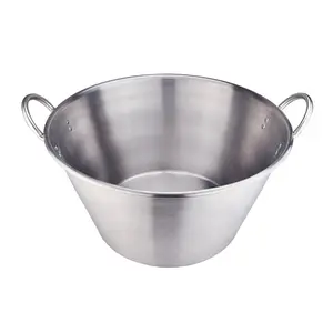 ARC 21" Heavy Duty Mexican Cazo Olla - 41QT Large Stainless Steel Wok for Carnitas, Frying, Braising & Outdoor Cooking