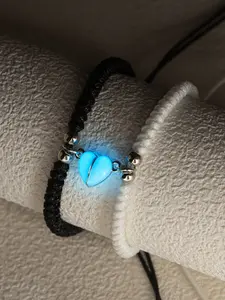 Heart Magnet Night Glow High-End Fashion Simple Couple Bracelet Set, 2 Pieces, Stylish and Elegant, Perfect Gift for Couples, High Quality Bracelet, Magnetic Bangle