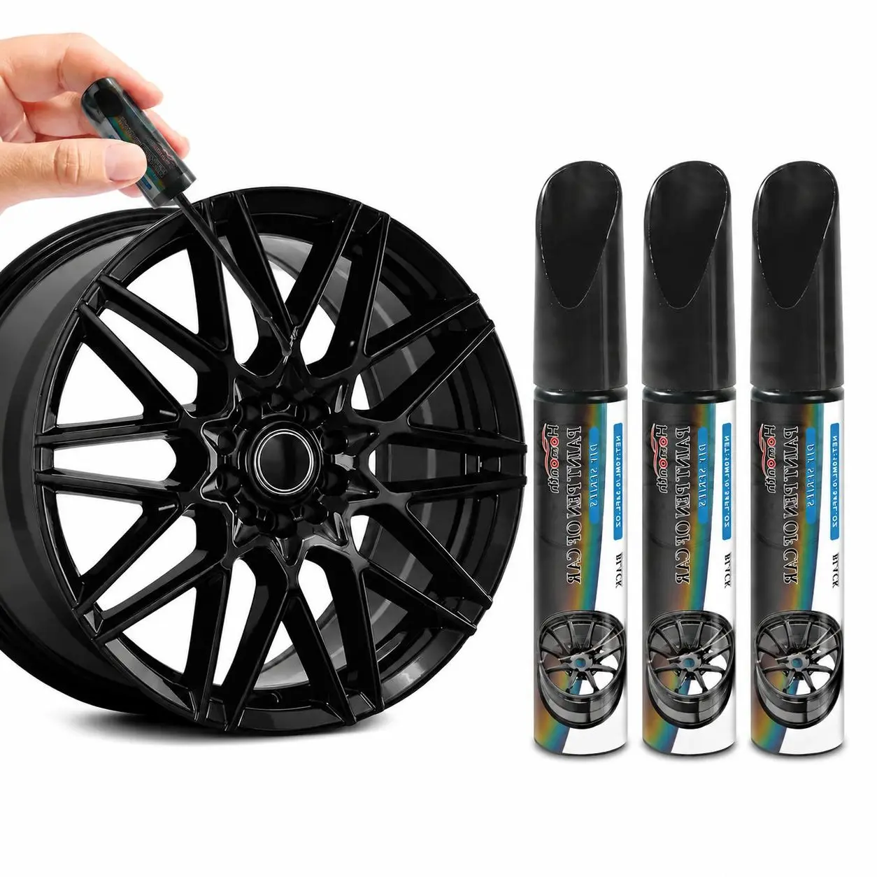 Black Car Scratch Repair Pen - Black Rim Touch Up Paint, Paint Polishing Tool, Car Detailing Accessory for Automotive Rim, Bodywork Scratch Fix and Dirt Removal