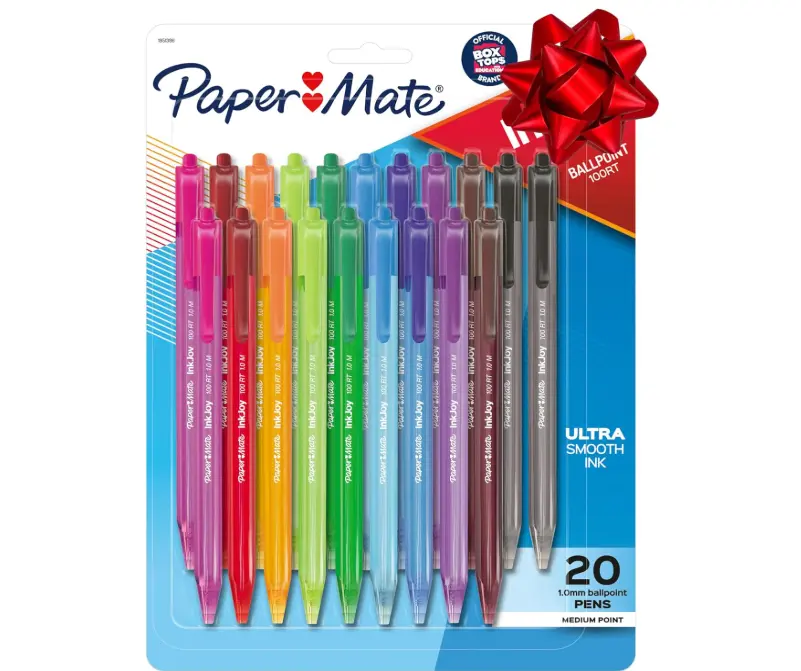 Paper Mate InkJoy 100RT Retractable Ballpoint Pens, Medium Point (1.0mm), Assorted Colors, 20 Count - Teacher Essentials, Colorful Office Supplies, Note-Taking, Back to School