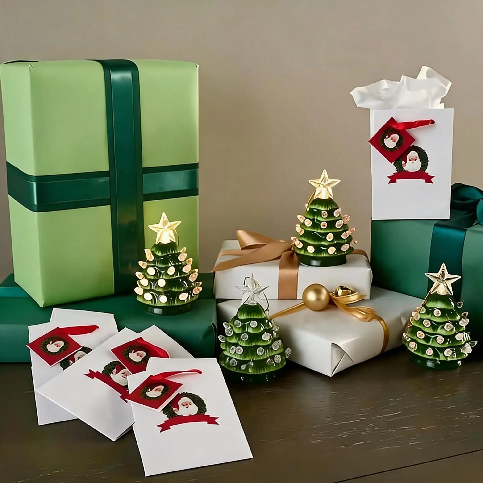 Mr. Christmas Set of 4 Mini Nostalgic Tree Ornaments with Gift Bags