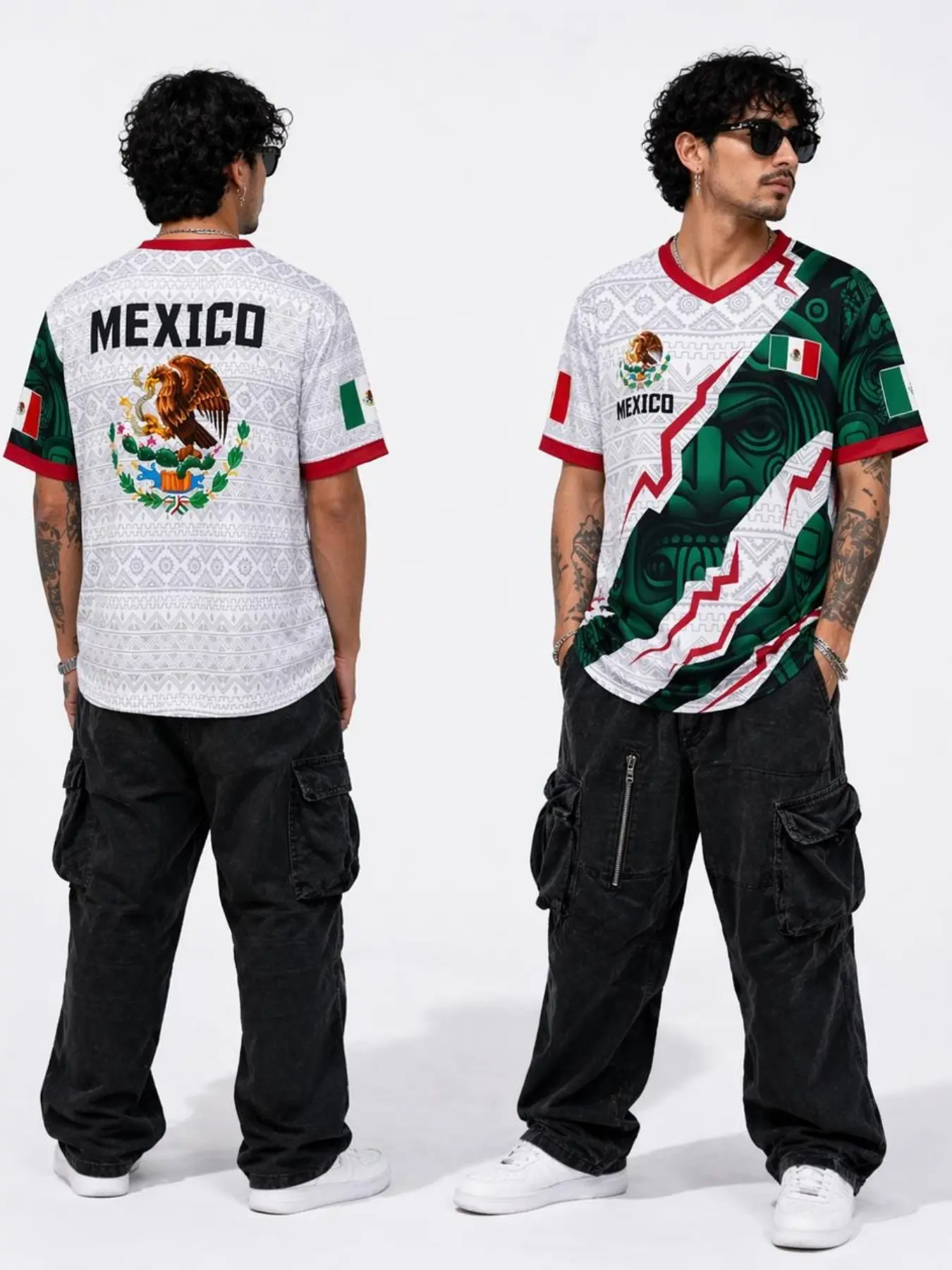 Mexico Soccer Jersey 2026 White, Aztec Pattern Shirt, Mexican Pride Futbol Tee, Eagle Crest Jersey, Mexico Fan Apparel