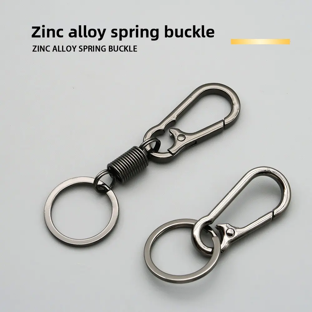 Lightweight Basic Expandable Zinc Alloy Keychain Rings - Spring Carabiner for Men's Waist Hanging, Car & Motorcycle Use