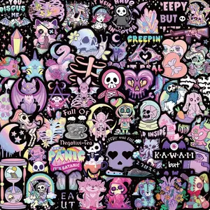 Gothic Style Sticker, Sticker Packs, Premium Skull Stickers, 56/1120pcs Cartoon Skull Pattern Decorative Sticker, Waterproof Self Adhesive Decor Paper for Gift Greeting Card & Water Bottle & Laptop, Ornaments