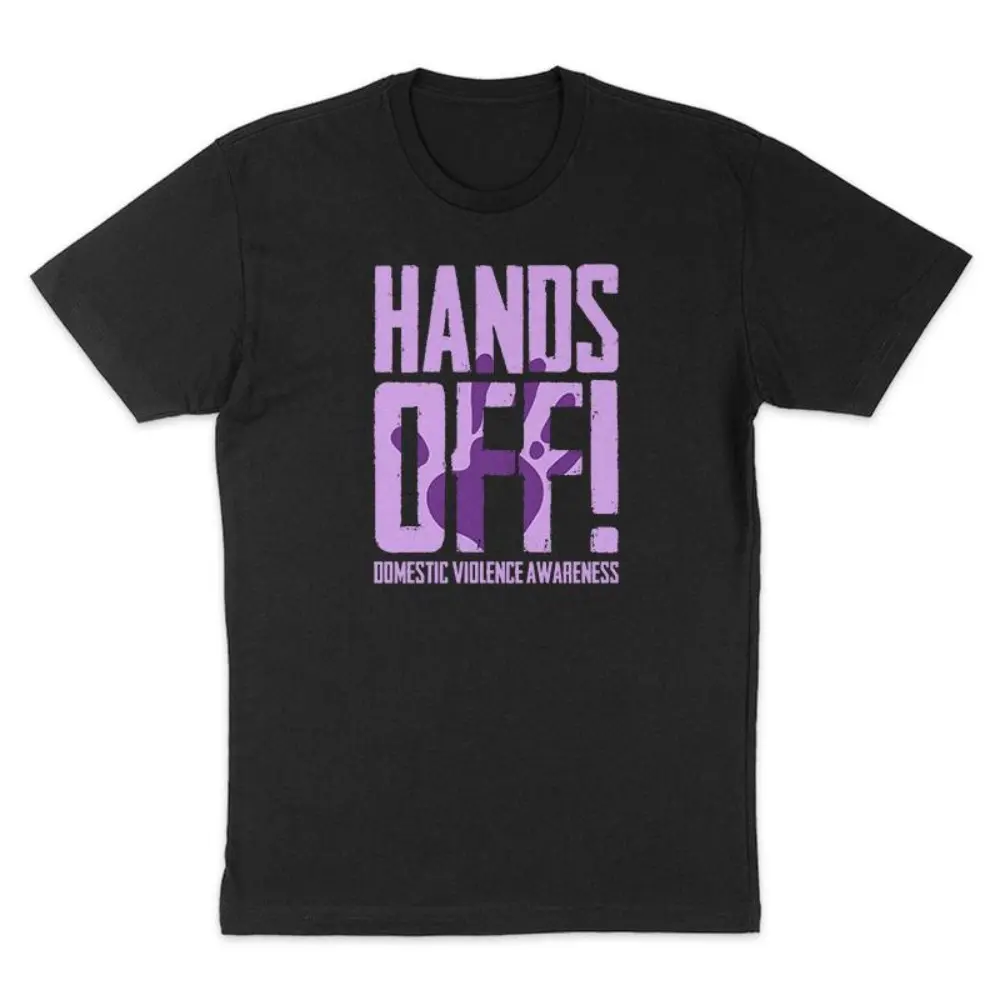 Hands Off Unisex Tee Cotton Tee for Casual Streetwear Comfortable & Stylish Graphic Tee with Domestic Violence Awareness Design Unisex Fit
