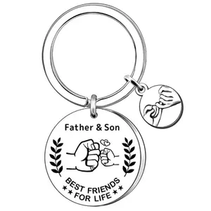 Father and Son Best Friends Stainless Steel Keychain