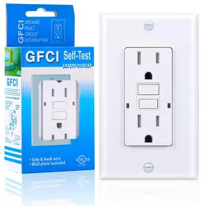 GFCI Outlet, Tamper-Resistant GFI Receptacle with LED , Self-Test Ground Fault Circuit Interrupter, Decorator Wall Plates and Screws Included, UL Listed, White (White, 15A 1 Pack)