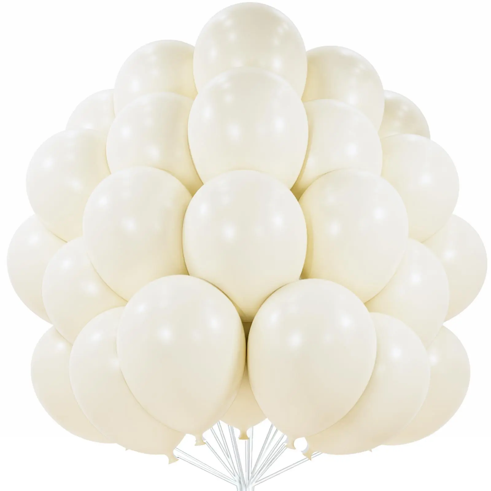 PartyWoo Thick 12-Inch Beige Decorative Balloons, 50-Pack Cream Ivory Balloon Clusters for Wedding, Birthday Theme Boho Party Decorations (White-Q08), Decorative Balloons Balloons, Balloon Clusters Balloons