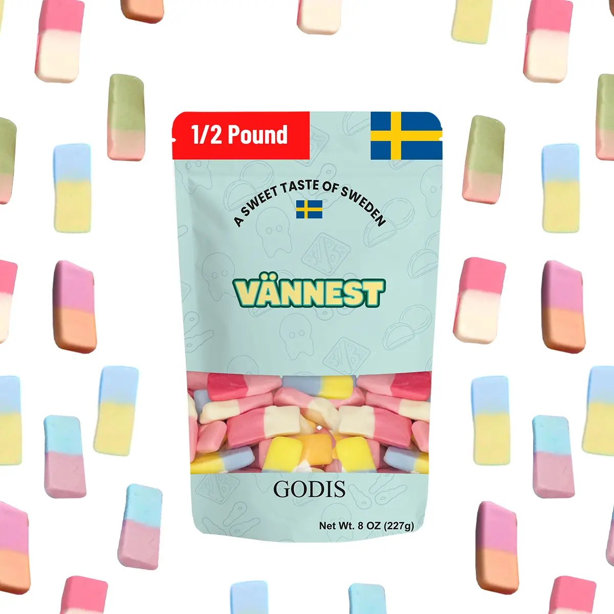 Susa Candy Smarties Squashes Drum Sticks Sweet Sour Mix 1/2 lb Snack Bonbon Strawberry Cherry Chewy Soft Bites Vegan Gluten Free