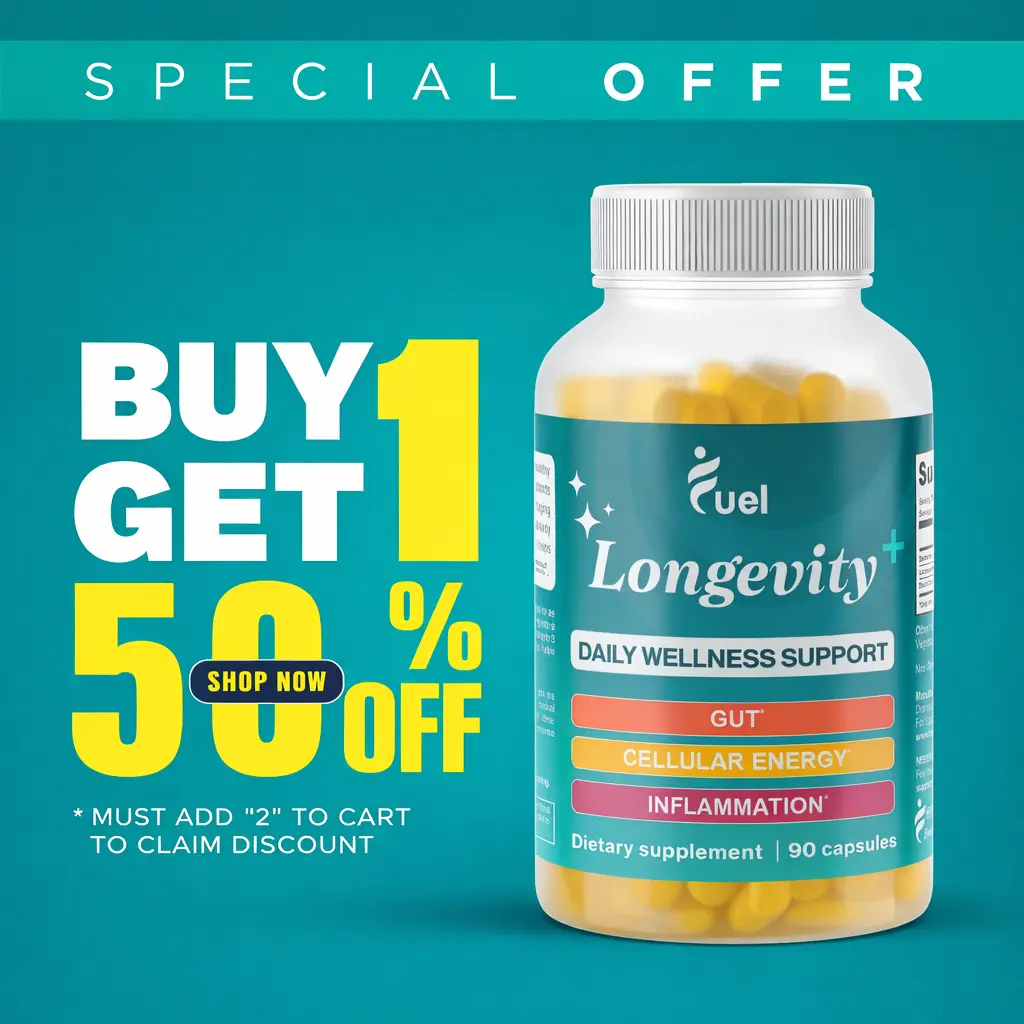 Longevity+ Daily Wellness Support - 90 Vegan Capsules for Cellular Energy, Inflammation & Immune Boost - 1 Month Supply - Made in USA - Non-GMO - Healthcare Dietary Fitness Supplement Vitamin