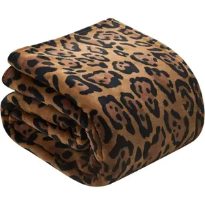Super Soft Leopard Print Flannel Blanket with Polar Lining, Lightweight Cheetah Pattern Blanket for Sofa and Bed, Non-shedding, Flannel Printed Blanket