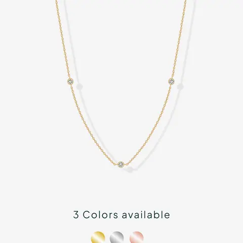 PAVOI 14K Gold Plated Station Necklace for Women - Dainty Choker Simulated Diamond Necklace - Lightweight Womens CZ Chain Necklace