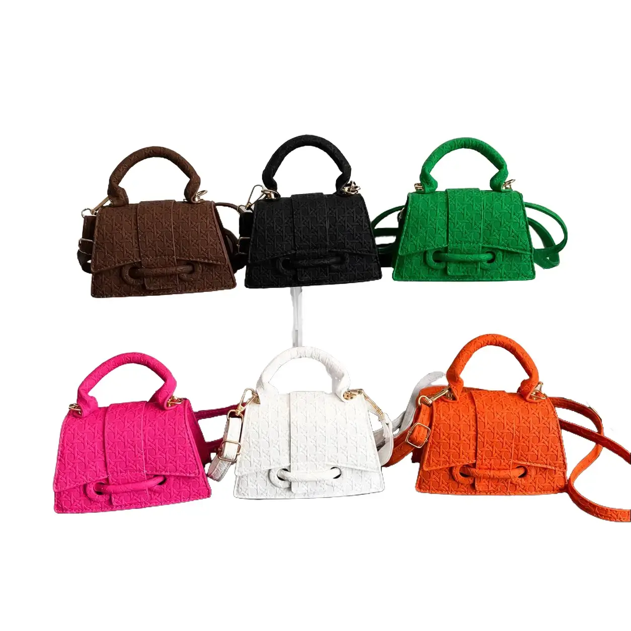 Women's Mini Top Handle Crossbody Bag – Textured PU Leather Shoulder Purse