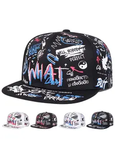 Unisex Graffiti Baseball Cap, Adjustable Sun Protection Hat, Casual Fitted Woven Cap for Spring & Fall Travel Beach Vacation, Adjustable Outdoor Cap