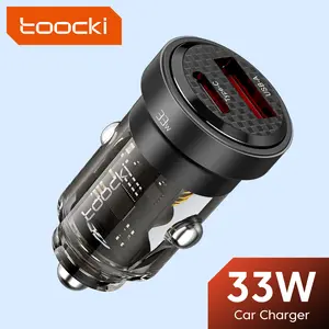 Toocki 33W USB A + Type C Car Charger for iPhone 16 15 14 13 12 Pro Max Samsung S23 Quick Charge Adapter Dual Port PD 33W/12V USB C Plug