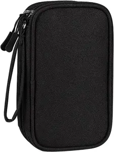 Travel Cable Organizer Pouch  Carry Case Portable Waterproof Double Layers All-in-One Storage Bag for Cord, Charger, Phone, Earphone Black