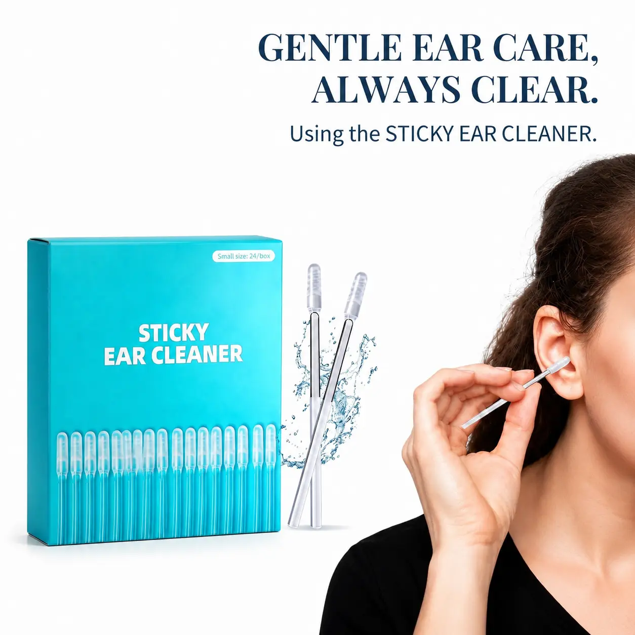 Sticky Ear Cleaning Stick, Reusable Earwax Removal Adhesive Swabs, Upgraded Ear Wax Removal Tools with Dust Cover Packaging, Sticky Ear Cleaners for All Ages (2Box, 48Pcs) homeessentials