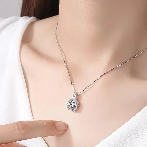 Luxury Square Moissanite Necklace for Women Mother Daughter Wife Gift Necklace i love my girlfriend gifts for girlfriend gifts for women christmas gifts for women anniversary gifts for her gifts for mom  Pendant With Zirconia tiktokshopspringglowup,summer