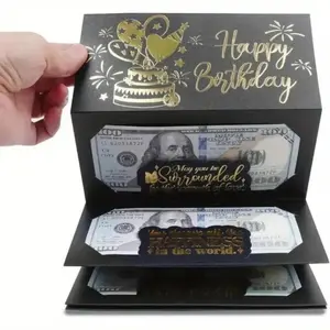 Happy Birthday Money Gift Box Creative Unisex Card Holder with 6 Slots for Special Occasions Parties