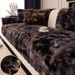 1PC Luxury Faux Fur Sofa Cover , Plush Couch Cover, Soft Warm Anti-Slip Sofa Protector, Thick Shaggy Sofa Throw Blanket, Pet-Friendly Furniture Cover for 1/2/3/4-Seater Couch, Sectional & L-Shaped Sofa, Sofa Couch Covers